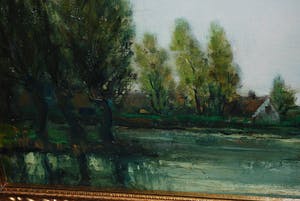 Gerrit Marre - boerderijen aan het water - olieverfschilderij kopen? Bied vanaf 45!
