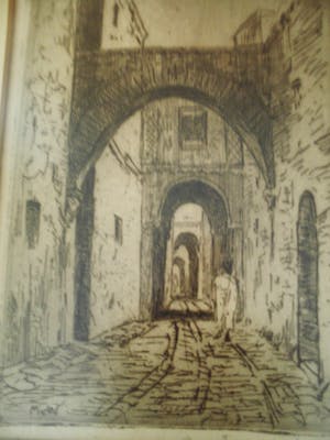 Martin van Waning - Ets - Stadsgezicht kopen? Bied vanaf 20!