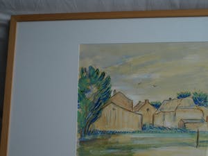 Anton Lutgerink - Ingelijste gouache, Vroege ochtend – gesigneerd - 1980 kopen? Bied vanaf 40!