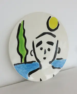 Bart Drost - Set van 3 keramieken (wand)borden, Dromeland & Lief baasje & Tussen de coulissen kopen? Bied vanaf 100!