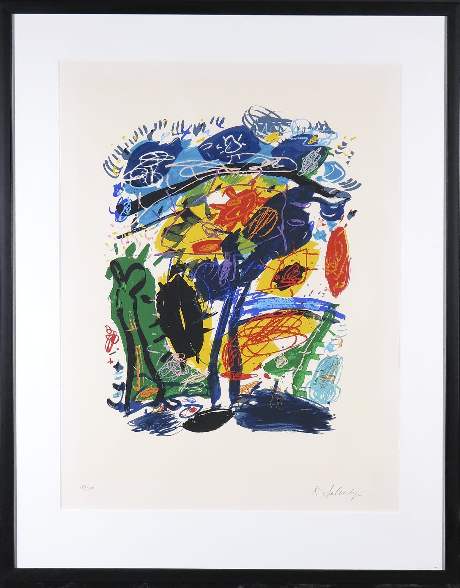 Kees Salentijn - Zeefdruk, Hommage aan Van Gogh IV - Ingelijst verkocht voor € 50!