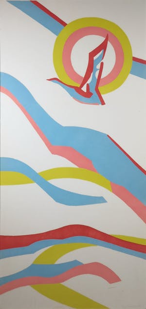 Paul Overhaus - Houtsnede op Japans papier, Gans in vlucht - Ingelijst (Zeer groot en zwaar) kopen? Bied vanaf 1!