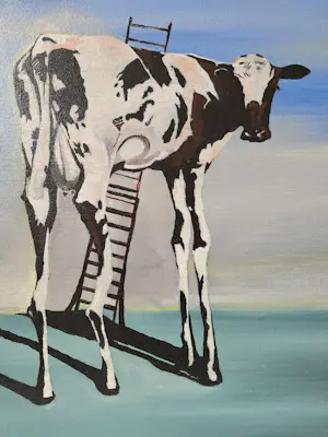 Niet of onleesbaar gesigneerd - Abstracte koe met ladder kaufen? Bieten Sie von 10!