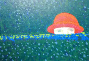 Ilona Schmit - Prachtig, groot landschap met meisje met rood hoedje. kopen? Bied vanaf 50!