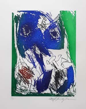 Carl-Henning Pedersen - Ets / Eau Forte " Vivre Oiseau " verkocht voor € 220!