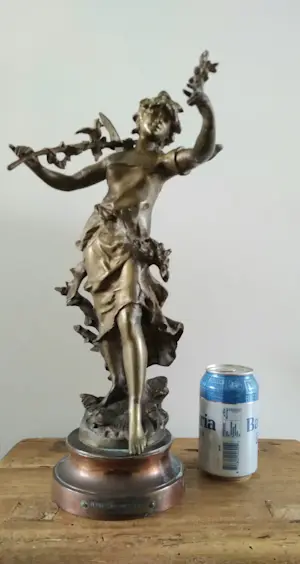 Brons (Onbekend) - groot beeld naar Louis Moreau (1855 - 1919) 'Nymphe des Bois' kopen? Bied vanaf 189!