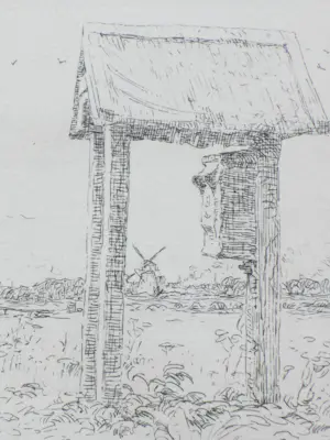 Willem Bastiaan Tholen - Polderlandschap bij Leiden - Ets kopen? Bied vanaf 50!