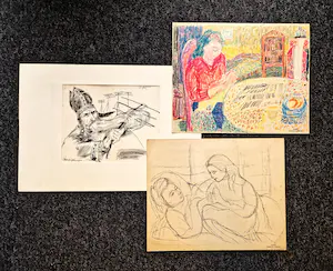 Charles J. Kemper - drie (3) pastel/inkt tekeningen Sinterklaas/moeder en dochter - gesigneerd kopen? Bied vanaf 1!