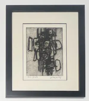 AcheterCorneille - Abstracte compositie, zeldzame ets, 1961, 60 exemplaren.? Enchérissez de 800!