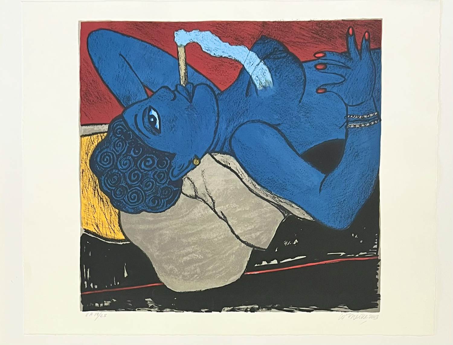 AcheterCorneille - Lithografie La fumeuse de cigare (De sigarenroker) 2003? Enchérissez de 800!