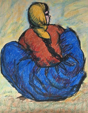 Muhammed Bilgehan Atalay - Pastel , “Zittende vrouw” – Groot - 1991 kopen? Bied vanaf 1!