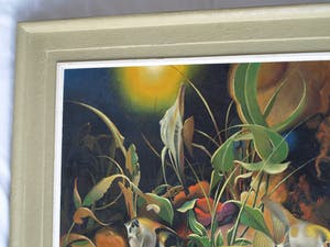 J.B. Palsen - Olieverf op doek , Tropische vissen in aquarium - ingelijst – ca 1960 kopen? Bied vanaf 50!