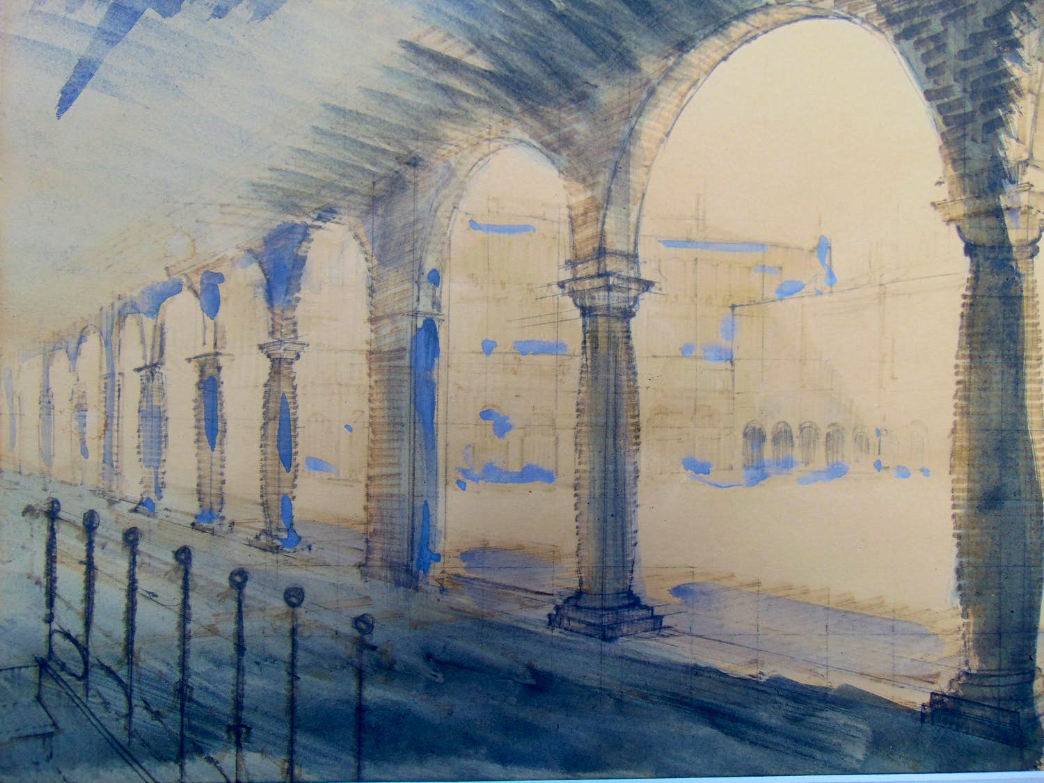Hans van der Plas - Galerij met pilaren verkocht voor € 40!