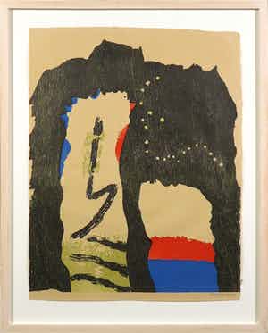 Jef Diederen - Houtsnede, Olifant - Ingelijst verkocht voor € 50!