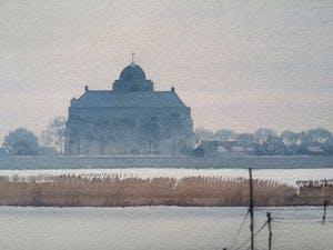 Gerrit Neven - Avondstemming - prachtige aquarel in originele lijst kopen? Bied vanaf 350!