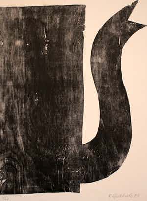 Klaas Gubbels - grote houtsnede - kan -1990 verkocht voor € 395!