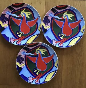 Corneille - 3 keramiek borden Vuurvogel, gesigneerd kopen? Bied vanaf 50!
