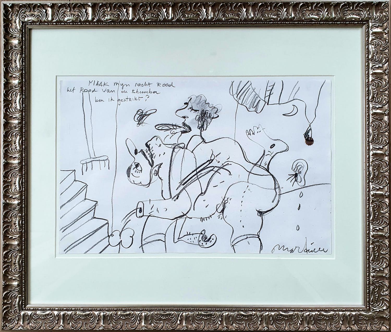 Anton Martineau - Unicum: 'Maak mijn nacht rood' (nieuw ingelijst!) verkocht voor € 170!