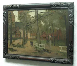 Annie Bruin - Olieverf op doek , Dorpsgezicht Laren? – Lijst, 34 x 44½ cm kopen? Bied vanaf 1!