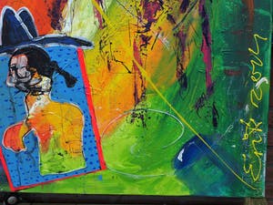 Niet of onleesbaar gesigneerd - Olieverf op doek , Zonder titel – spieraam 80 x 120 cm. kopen? Bied vanaf 1!