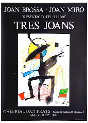 Joan Miro - Kleurenoffset-litho TRES JOANS uit 1978 vendu pour 35€ !