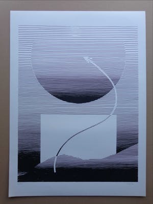 Michel Seuphor - LOT VAN 2 STUKS / GEOMETRIE / ZW-W LITHO / 75x55cm / SIG kopen? Bied vanaf 45!