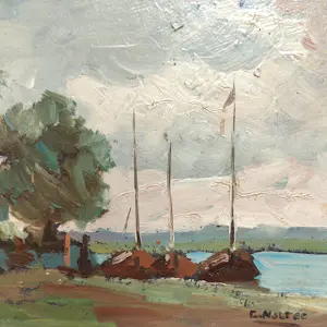 Cor Noltee - Rivierenlandschap - Olieverf - Gesigneerd kopen? Bied vanaf 35!