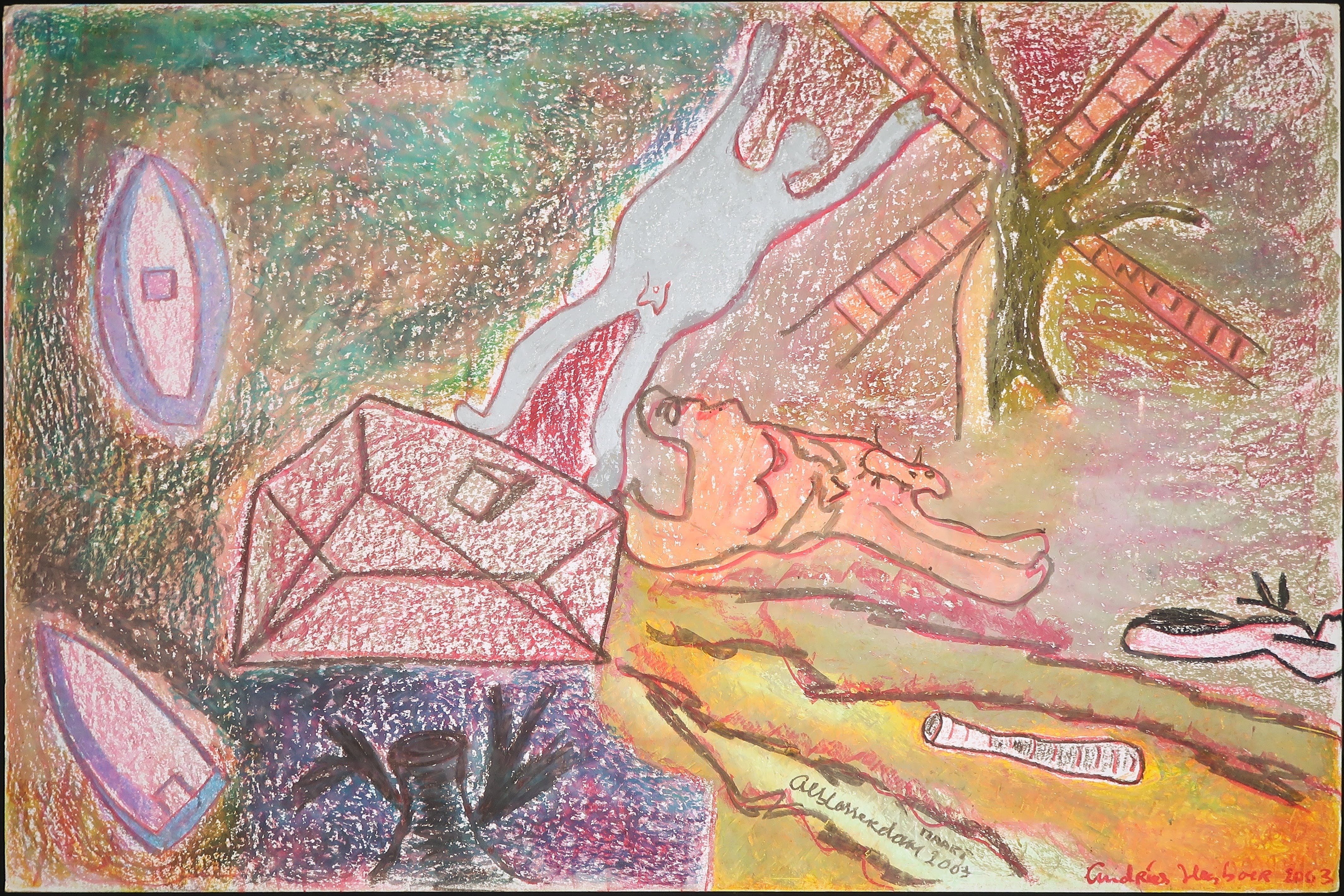 Andries Heyboer - Vetkrijt op stevig papier, Alblasserdam (Groot) kopen? Bied vanaf 20!