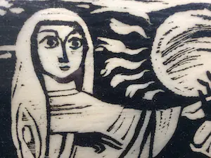 Marianne van der Heijden - hout/lino snede - ingelijst kopen? Bied vanaf 50!