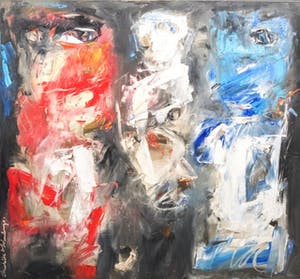 Charlotte Molenkamp - olieverf op doek : gezin (groot!) kopen? Bied vanaf 2995!