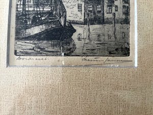 Marius Johannes Janssen - Dordrecht - Ets, Ingelijst kopen? Bied vanaf 45!