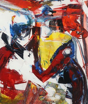 Jan te Wierik - Acryl op papier, Abstracte compositie - Ingelijst kopen? Bied vanaf 500!