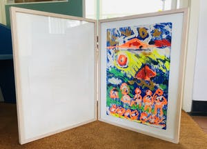 Simon Vinkenoog - Twee-luik met handgeschreven gedicht (Simon) en origineel werk Theo Niermeijer kopen? Bied vanaf 245!