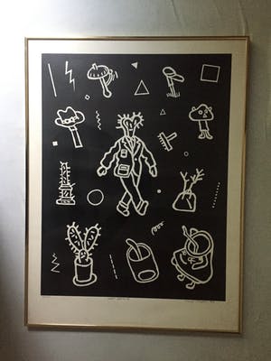 Karel Meijers - Abstract figuur - Zeefdruk, Ingelijst kopen? Bied vanaf 20!