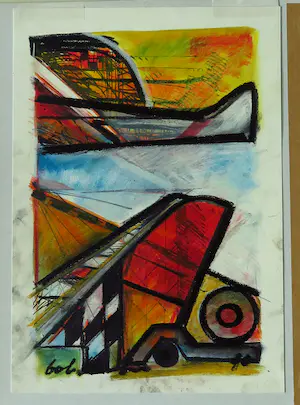 Bob Kemper - Abstracte werken zonder titel (2x) kopen? Bied vanaf 50!