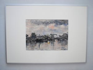 Jan van der Veer - Nieuwe Haagse School - Spaarne, Haarlem - ingelijste aquarel kaufen? Bieten Sie von 90!