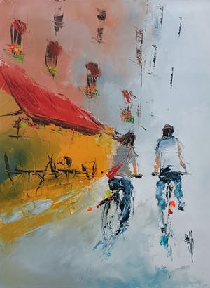 Christian Raffin - Week-end, olieverf op papier, ingelijst, nieuw ! kopen? Bied vanaf 75!