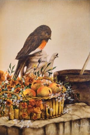 Niet of onleesbaar gesigneerd - Stilleven met Roodborstje - gesigneerd - begin 20e eeuw kopen? Bied vanaf 1!