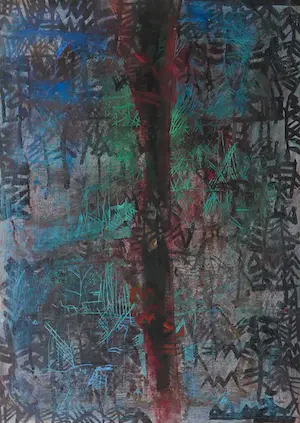 Marianne Benko - Gemengde techniek op papier, Aarde, water en lucht - Ingelijst kopen? Bied vanaf 40!