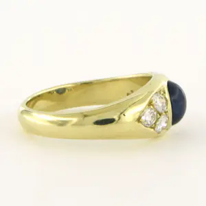 14k geel gouden ring met een saffier en briljant geslepen diamant tot. 0.60ct kopen? Bied vanaf 735!