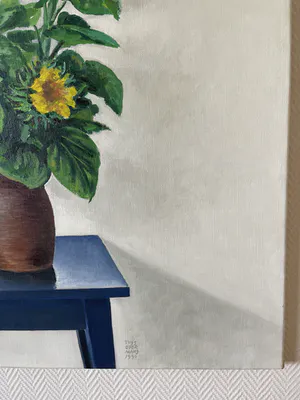 Thijs Overmans - Zonnebloemen en citroenen op houten tafel kopen? Bied vanaf 20!