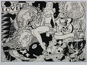 Henk Schiffmacher - Zeefdruk op papier, Pin up - Ingelijst kopen? Bied vanaf 100!