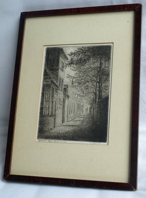 Willem Hopman - Ingelijste ets , Gedempte Baansloot Alkmaar kopen? Bied vanaf 35!