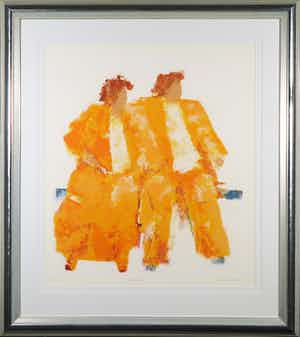 Wil Willemsen - Zeefdruk, Lovely Couple - Ingelijst (Groot) verkocht voor € 60!