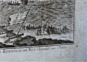 Simon Fokke - De slag bij Chatham 1667 - ets naar het schilderij van Jan de Baen kopen? Bied vanaf 45!