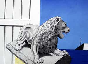 Marinus Fuit - Litho: "Gebeeldhouwde leeuw aan zee" - 1992 verkocht voor € 35!