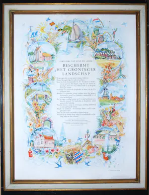 Johan Dijkstra - zeer zeldzame promotieprent 'het Groninger landschap'- kleurenlitho kaufen? Bieten Sie von 125!