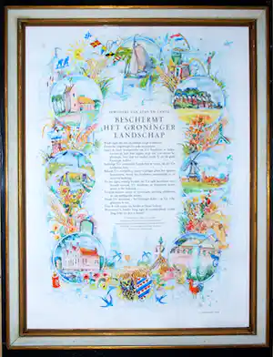 Johan Dijkstra - zeer zeldzame promotieprent 'het Groninger landschap'- kleurenlitho verkauft für € 125!