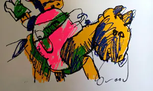 AcheterHerman Brood - zeefdruk: man te paard? Enchérissez de 450!