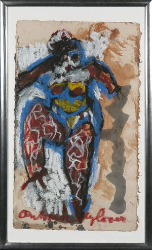 Anton Heyboer - Gemengde techniek op papier, Drieluik Ik geloof & Ik heb lief - Ingelijst kopen? Bied vanaf 900!